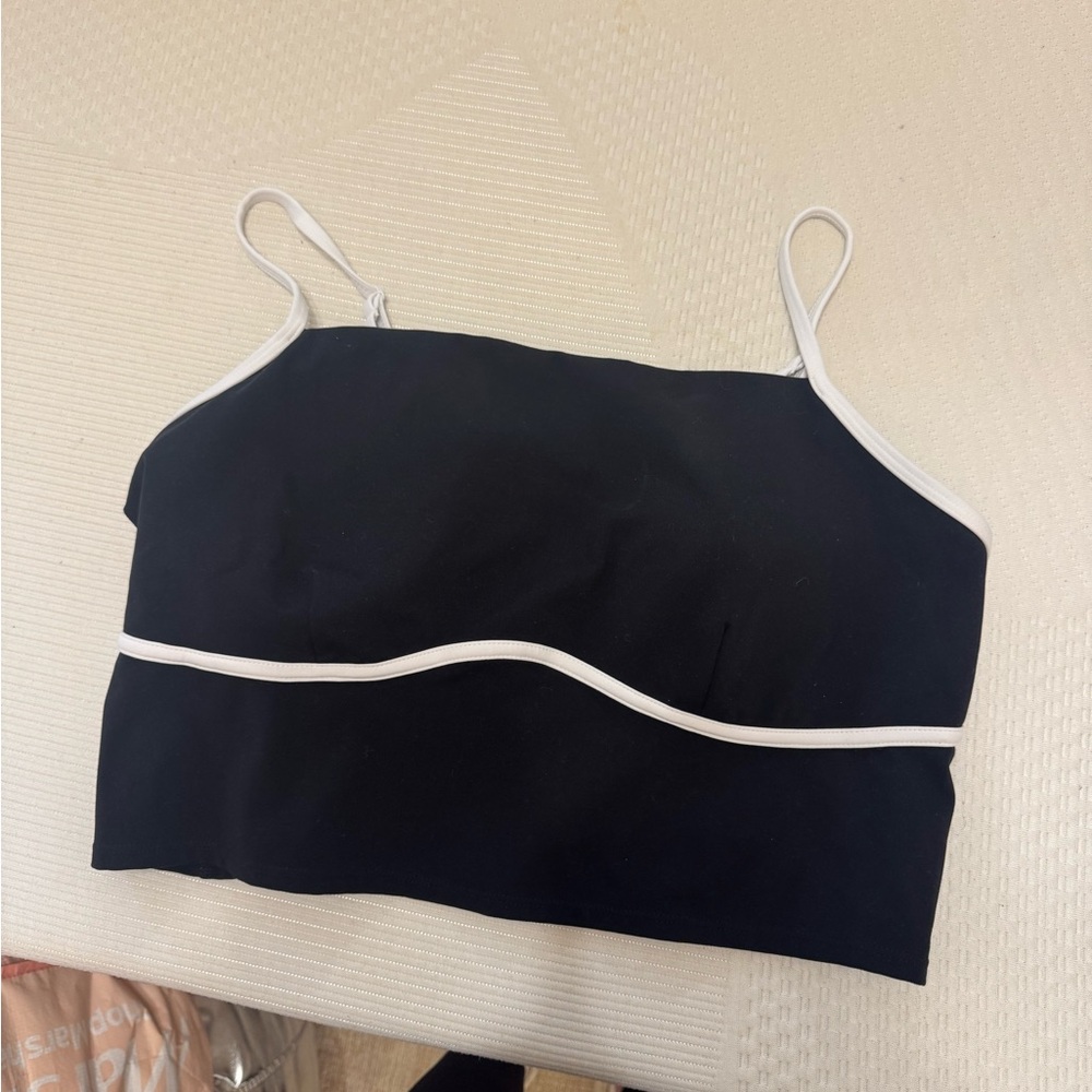 JoyLab Black and White Fitted Crop Camisole